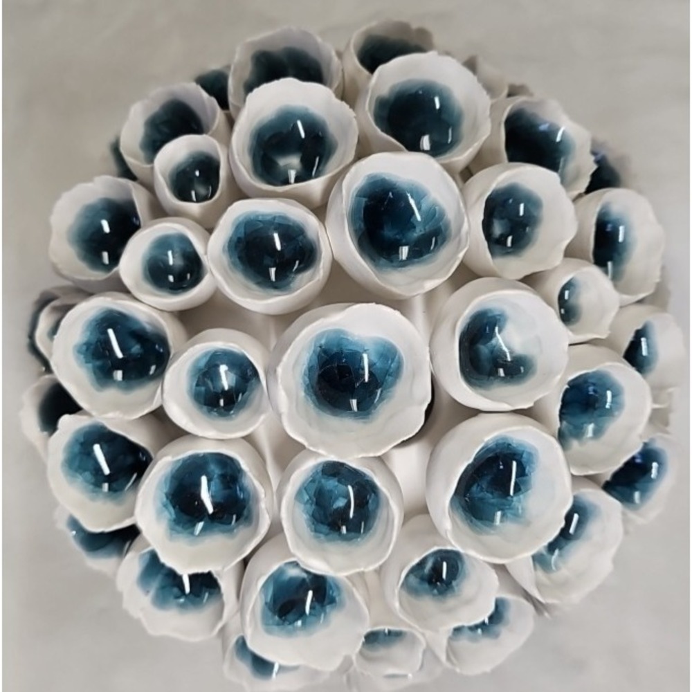 "REDUCED" Porcelain Barnacles‎ with Blue Glaze, Dakota Vases 1 Lge, 1 Small,